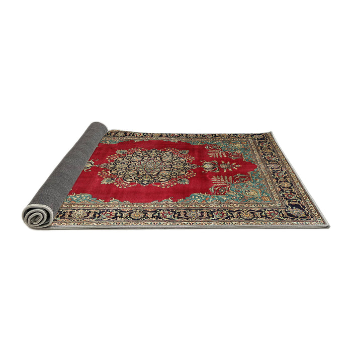 Sideview of Traditional Saffron Red Medallion Rug, tr1079