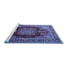 Sideview of Machine Washable Medallion Blue Traditional Rug, wshtr1079blu