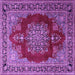 Square Machine Washable Medallion Purple Traditional Area Rugs, wshtr1079pur