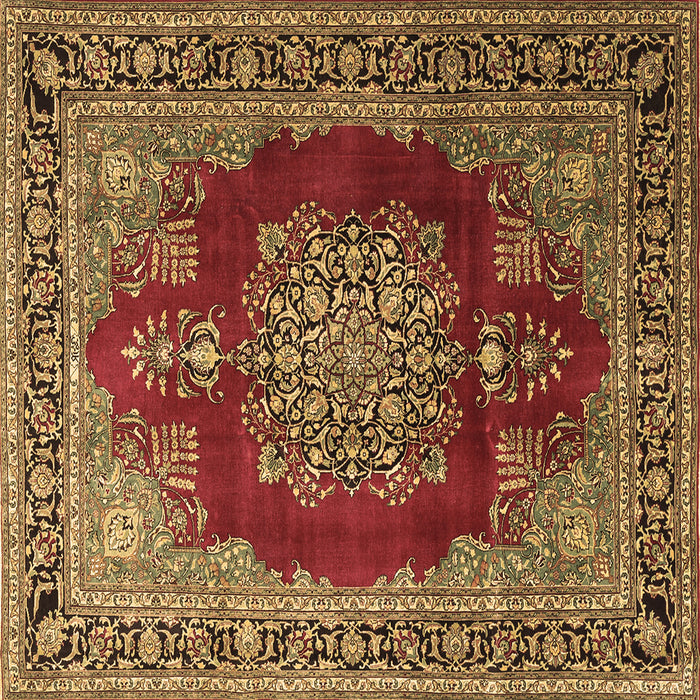 Square Medallion Brown Traditional Rug, tr1079brn