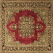 Square Medallion Brown Traditional Rug, tr1079brn