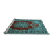 Sideview of Machine Washable Medallion Light Blue Traditional Rug, wshtr1079lblu