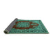 Sideview of Medallion Turquoise Traditional Rug, tr1079turq