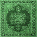 Square Medallion Emerald Green Traditional Rug, tr1079emgrn