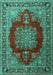 Machine Washable Medallion Turquoise Traditional Area Rugs, wshtr1079turq