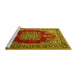 Sideview of Machine Washable Medallion Yellow Traditional Rug, wshtr1079yw