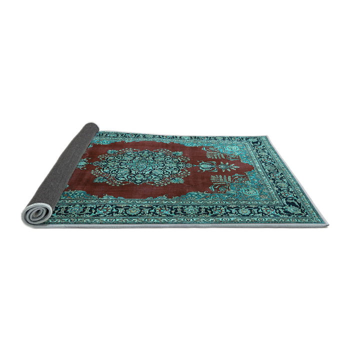 Sideview of Medallion Light Blue Traditional Rug, tr1079lblu