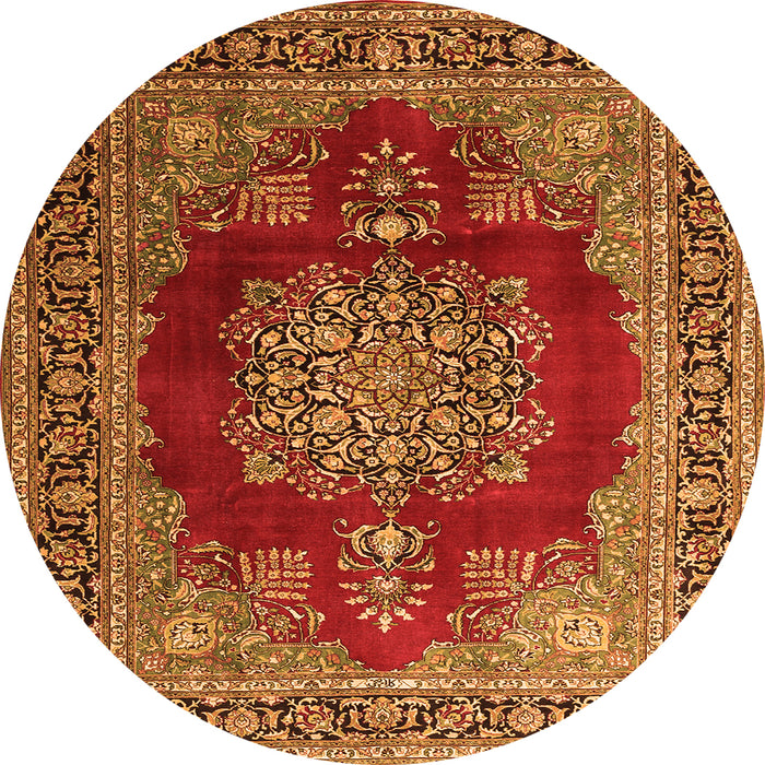 Machine Washable Medallion Orange Traditional Area Rugs, wshtr1079org