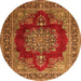 Machine Washable Medallion Orange Traditional Area Rugs, wshtr1079org