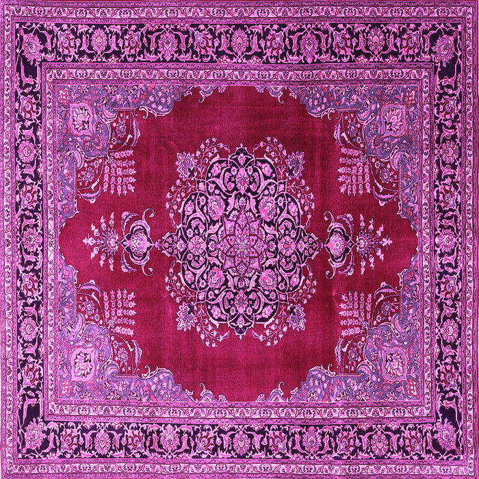 Square Medallion Pink Traditional Rug, tr1079pnk