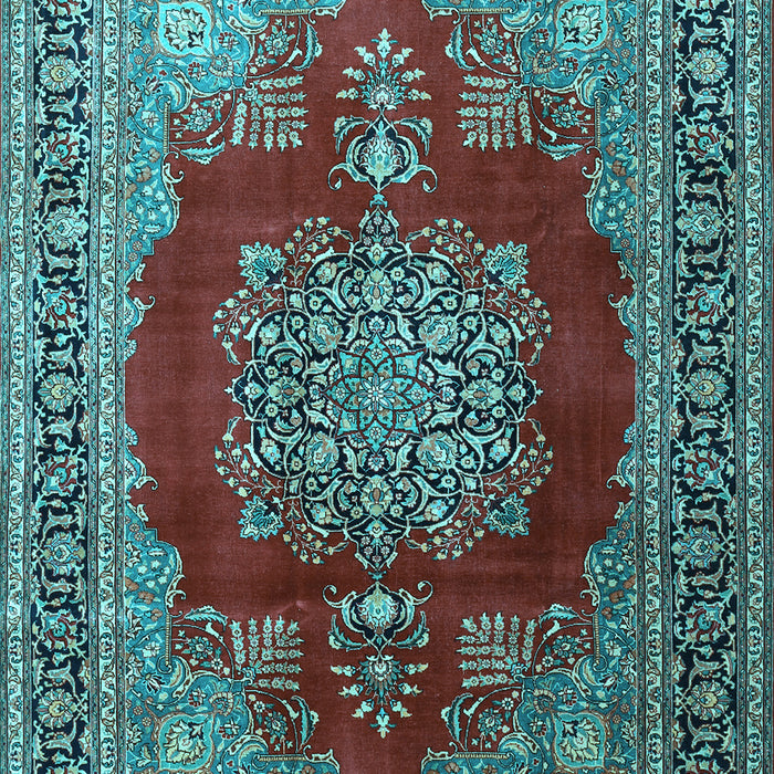 Medallion Light Blue Traditional Rug, tr1079lblu
