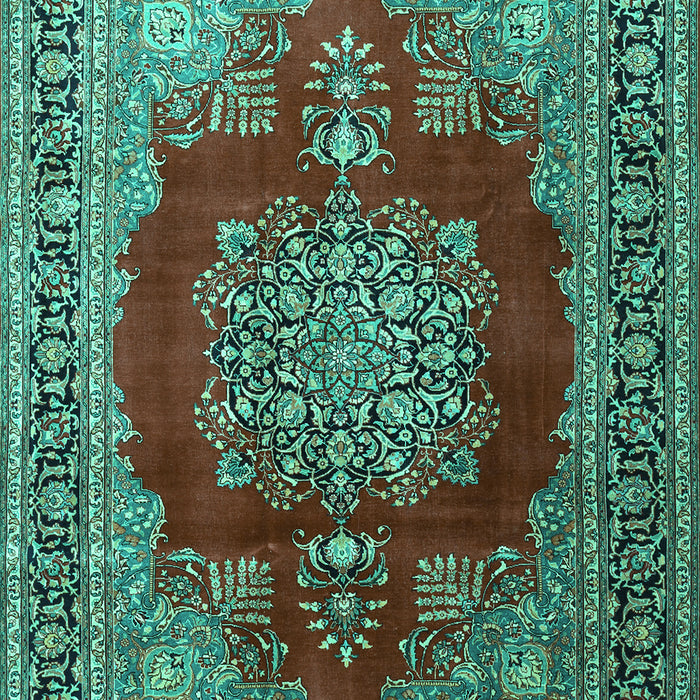 Medallion Turquoise Traditional Rug, tr1079turq