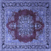 Square Medallion Blue Traditional Rug, tr1079blu