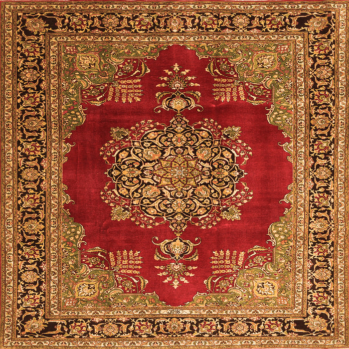 Serging Thickness of Medallion Orange Traditional Rug, tr1079org