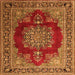 Serging Thickness of Medallion Orange Traditional Rug, tr1079org