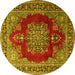 Round Medallion Yellow Traditional Rug, tr1079yw