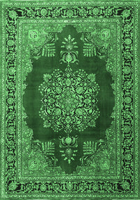 Medallion Emerald Green Traditional Rug, tr1079emgrn