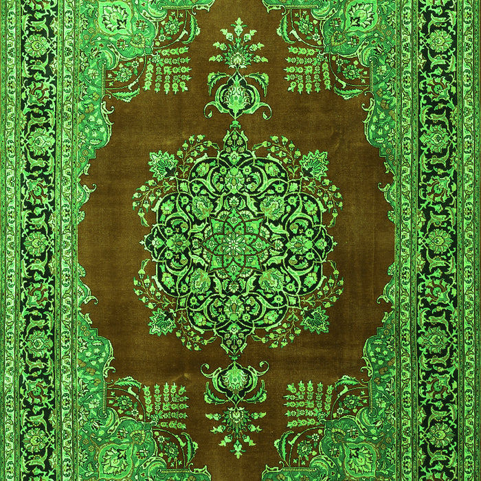 Medallion Green Traditional Rug, tr1079grn