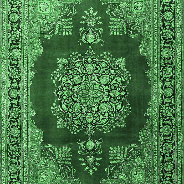 Machine Washable Medallion Emerald Green Traditional Area Rugs, wshtr1079emgrn