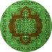 Square Medallion Green Traditional Rug, tr1079grn