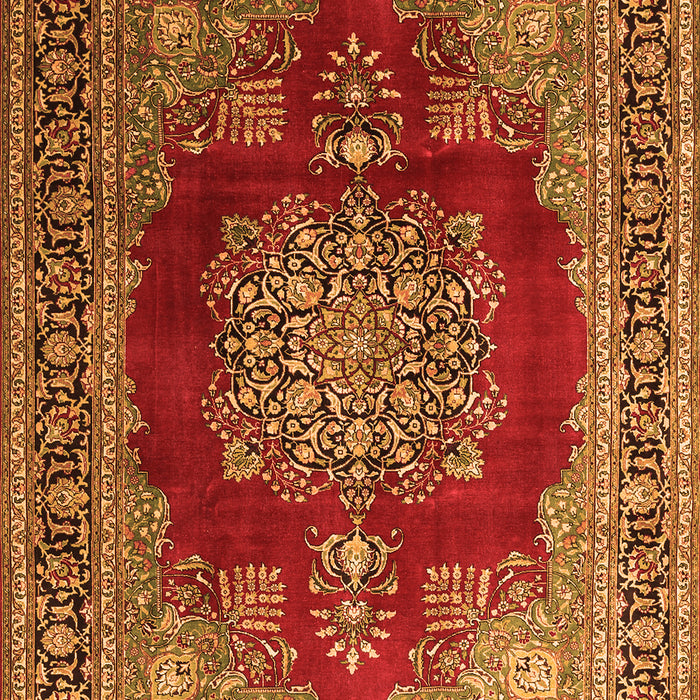 Serging Thickness of Machine Washable Medallion Orange Traditional Area Rugs, wshtr1079org