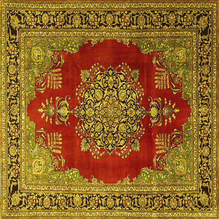 Square Medallion Yellow Traditional Rug, tr1079yw