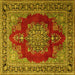 Square Medallion Yellow Traditional Rug, tr1079yw