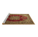 Sideview of Machine Washable Medallion Brown Traditional Rug, wshtr1079brn