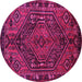 Round Persian Pink Traditional Rug, tr107pnk