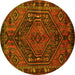 Round Persian Yellow Traditional Rug, tr107yw