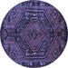 Round Persian Blue Traditional Rug, tr107blu