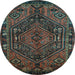 Round Persian Light Blue Traditional Rug, tr107lblu
