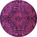 Round Persian Purple Traditional Rug, tr107pur