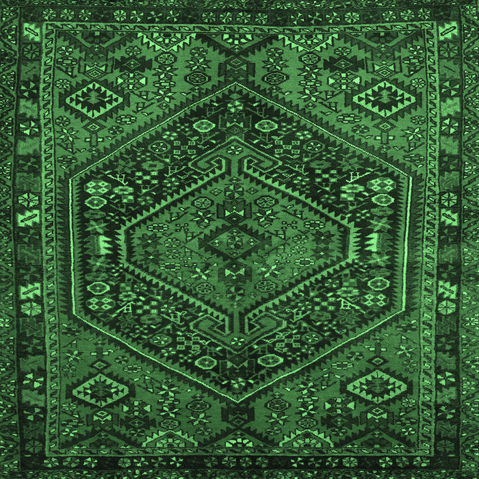 Square Persian Emerald Green Traditional Rug, tr107emgrn