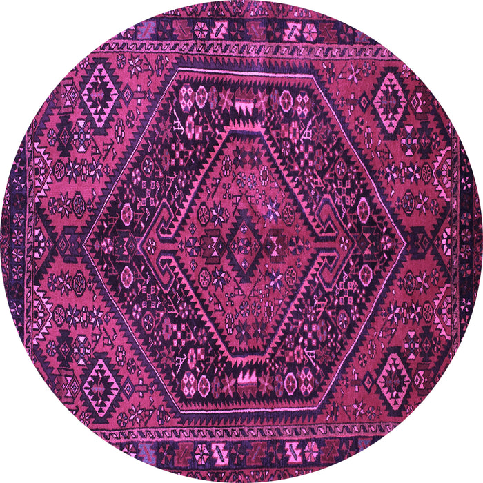 Round Machine Washable Persian Purple Traditional Area Rugs, wshtr107pur
