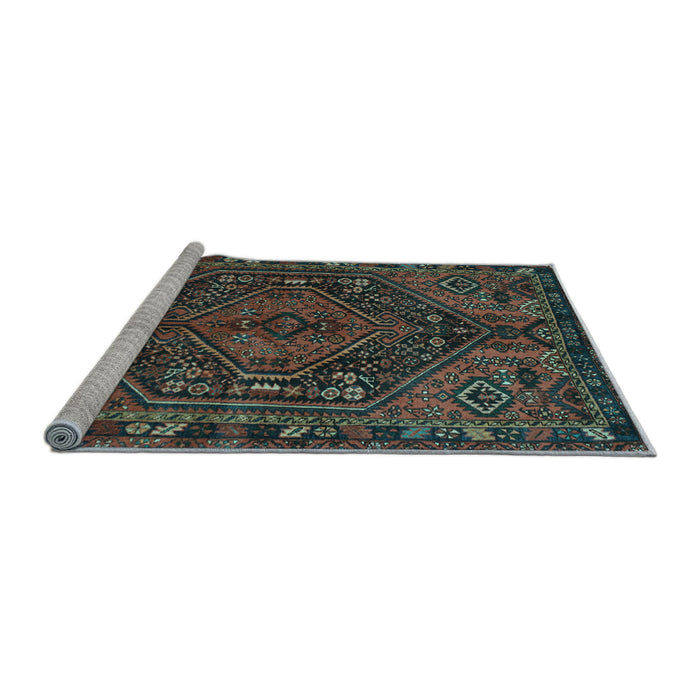Sideview of Machine Washable Persian Light Blue Traditional Rug, wshtr107lblu