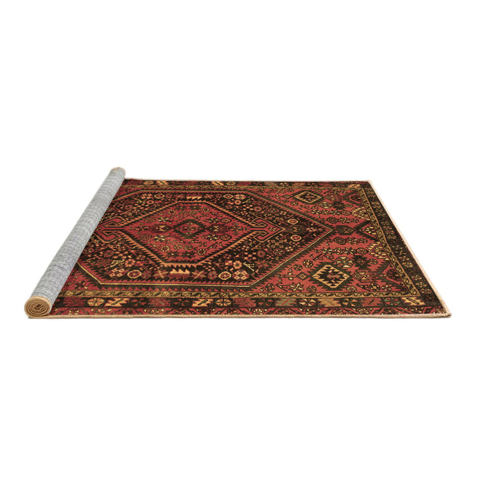 Sideview of Machine Washable Persian Brown Traditional Rug, wshtr107brn
