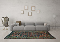 Machine Washable Persian Light Blue Traditional Rug in a Living Room, wshtr107lblu