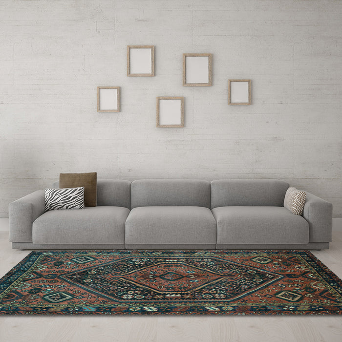 Machine Washable Persian Light Blue Traditional Rug in a Living Room, wshtr107lblu