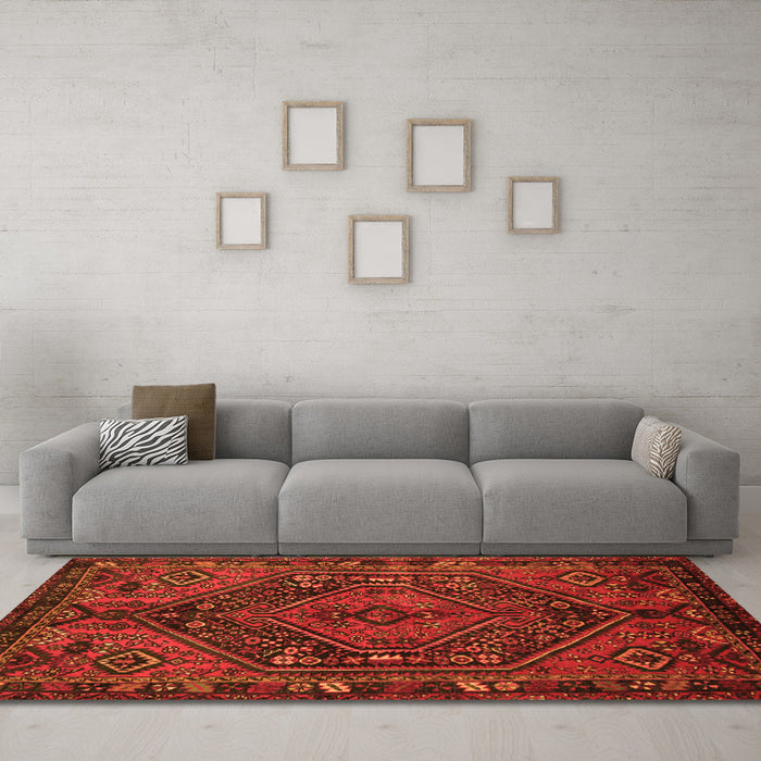 Machine Washable Persian Orange Traditional Area Rugs in a Living Room, wshtr107org