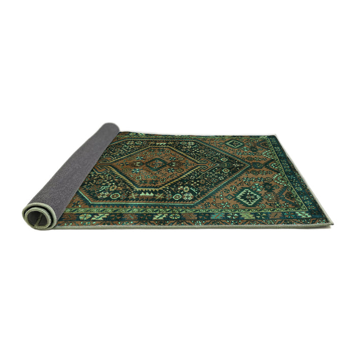 Sideview of Persian Turquoise Traditional Rug, tr107turq