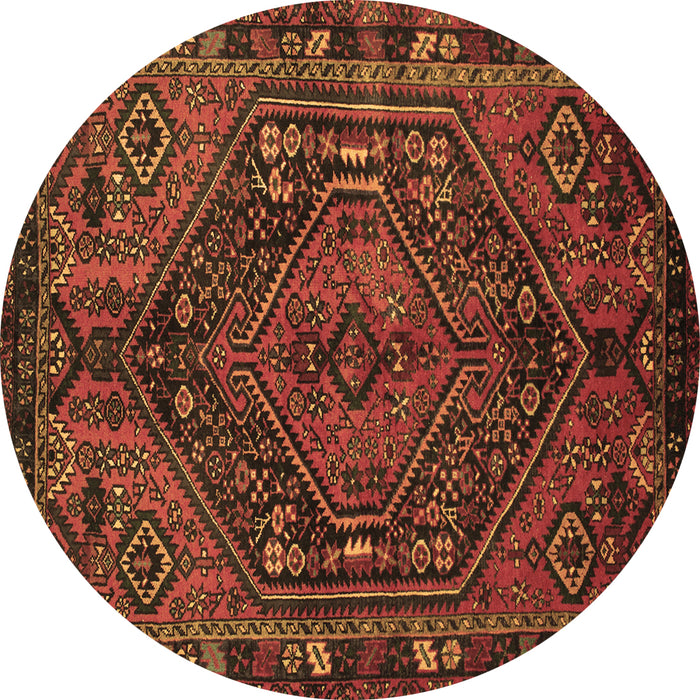 Round Persian Brown Traditional Rug, tr107brn