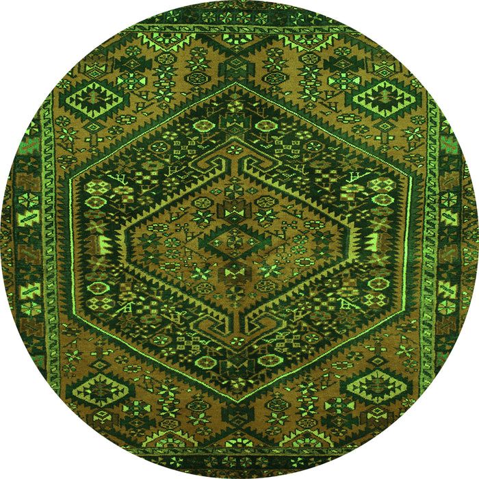 Square Persian Green Traditional Rug, tr107grn