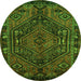Square Persian Green Traditional Rug, tr107grn