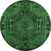 Round Persian Emerald Green Traditional Rug, tr107emgrn