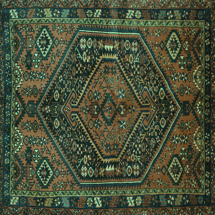 Square Machine Washable Persian Turquoise Traditional Area Rugs, wshtr107turq
