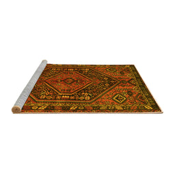 Sideview of Machine Washable Persian Yellow Traditional Rug, wshtr107yw