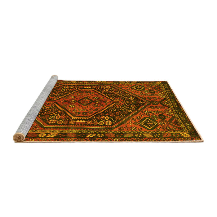Sideview of Machine Washable Persian Yellow Traditional Rug, wshtr107yw