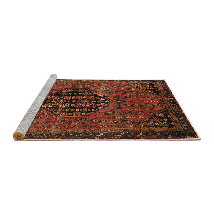 Sideview of Machine Washable Traditional Saffron Red Rug, wshtr108