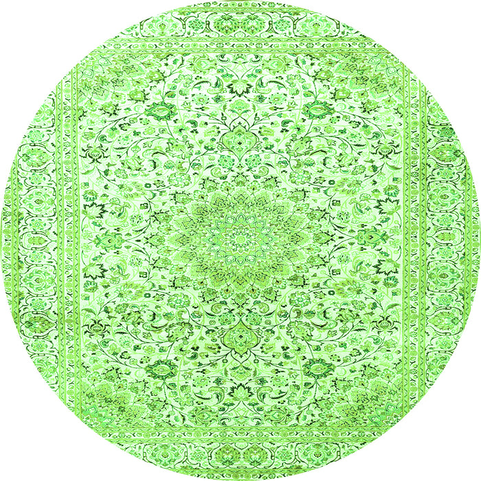 Machine Washable Medallion Green Traditional Area Rugs, wshtr1080grn